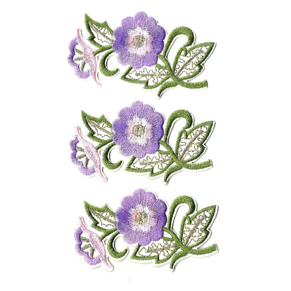 NEW 3-PACK FLOWERS IRON ON PATCHES LEAF VINE FOLIAGE